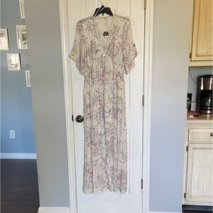 Lovestitch Floral Maxi Dress - Cream and Pink